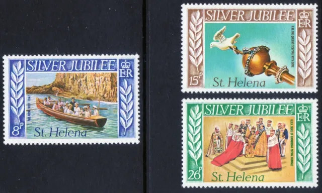St Helena 1977 QEII Silver Jubilee set of 3 mint stamps  MNH