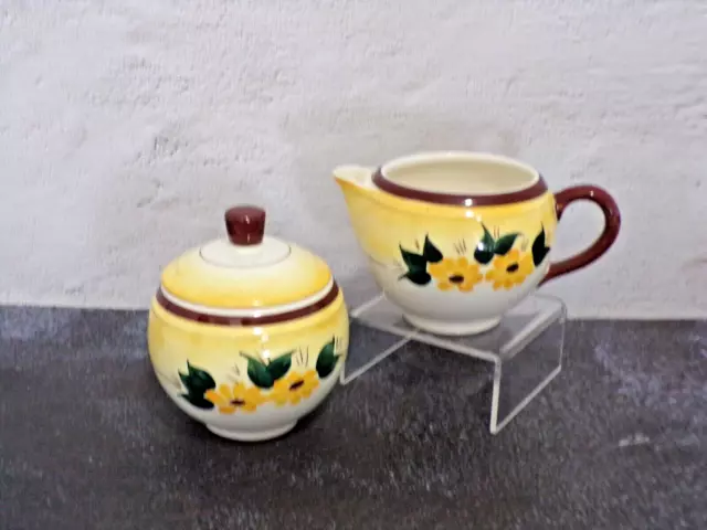 Brown Eyed Susan by Vernon Kilns Hand Painted Creamer & Sugar Set