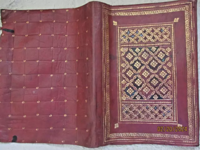 2 Protege Livre En Cuir - Marocain  Decors Or 22 Carats