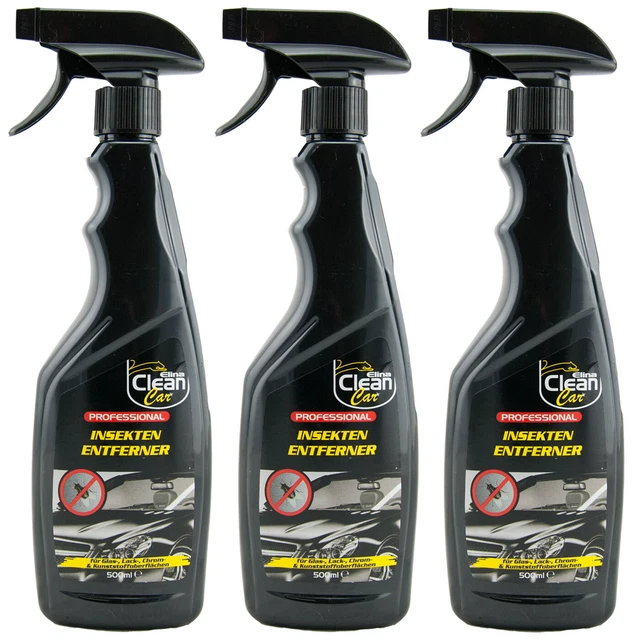 Elina Nettoyer Voiture Professional Insectes Dissolvant 3 X 500ml pour Beaucoup