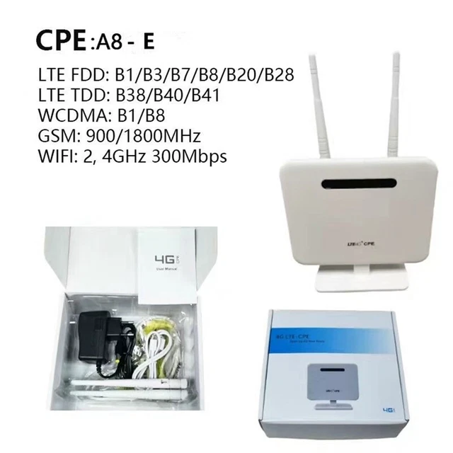 4G LTE CPE A8-E WLAN-Router 300 Mbit / Office Wireless To Wired 4-Po