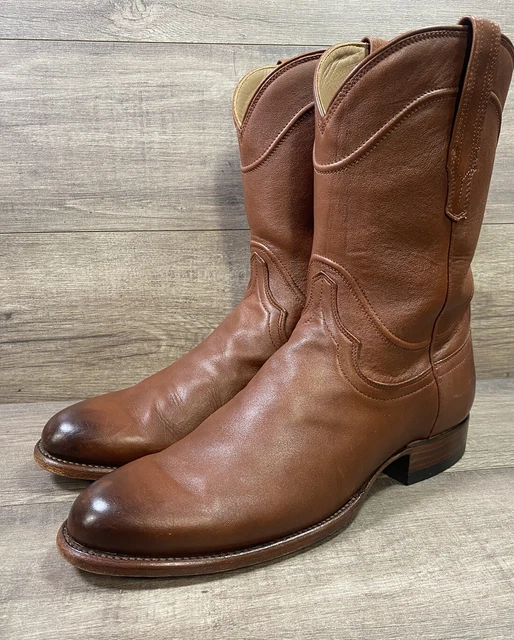 TECOVAS WESTERN COWBOY Roper Boots Brown Leather Mens Size 10.5 D £127.