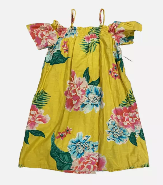 Old Navy Girls Summer Dress Floral Print Size L 10-12 Yellow Pink Blue