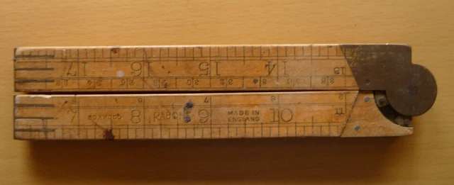 Vintage Rabone 2 Foot Foldable Wooden Rule - Boxwood - 1950s - Slight Damage!