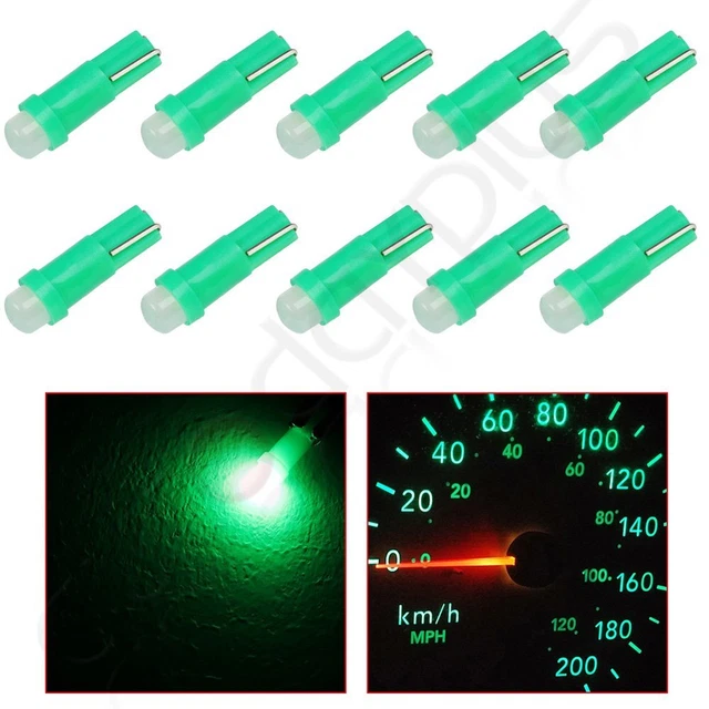 10Pcs T5 Instrument Cluster Panel Gauge Dash Led Bulb Light 17 57 37 73 74 Green