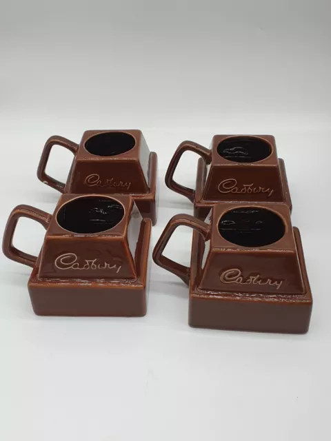 4 X Vintage Cadbury Chocolate Square Mugs