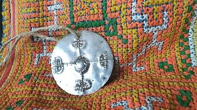Old Timor Tribal Silver Pendant on Cord  …beautiful collection & accent piece 2