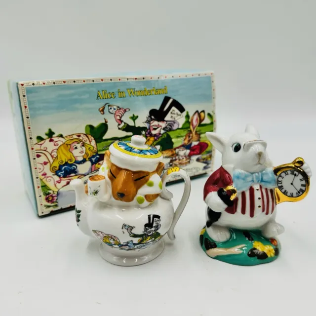 Alice in Wonderland White Rabbit Dormouse Salt Pepper Shakers Paul Cardew NIB