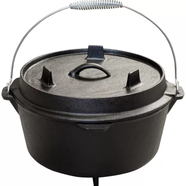Premium Dutch Oven 6 qt mit Füßen  Schmor-Topf Gusseisen BBQ Camping