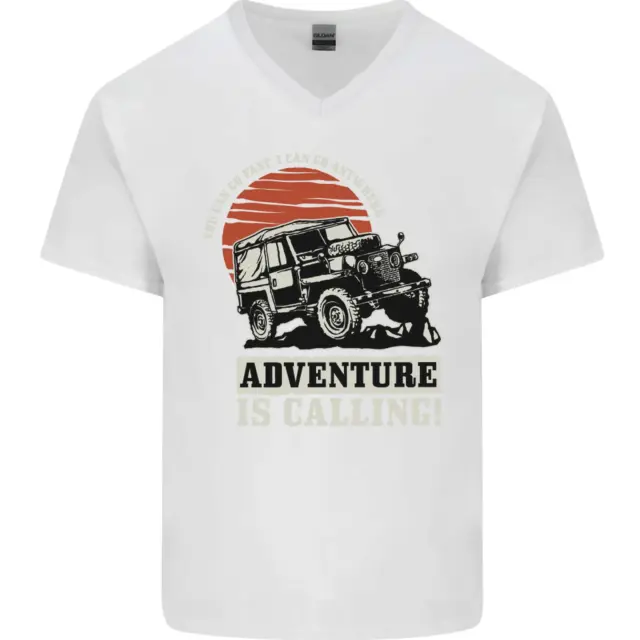 T-shirt da uomo collo a V cotone Adventure Is Calling 4X4 Off Road 3