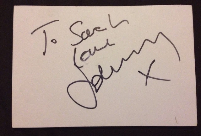Johnny Vaughan Signed 6X4 White Card Tv Autograph Presenter & Radio Dj To Sarah