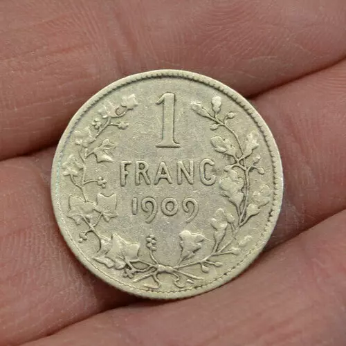 1 franck 1909 LEOPOLD II ROI DES BELGES argent - sterling  refAP157