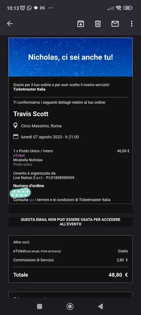 Biglietto concerto Travis Scott ROMA Circo Massimo 7 Agosto 2023