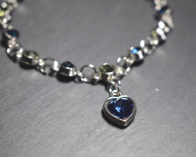 Crystal Heart Linked Charm Bracelet 925 Sterling Silver Womens Jewellery Gift UK