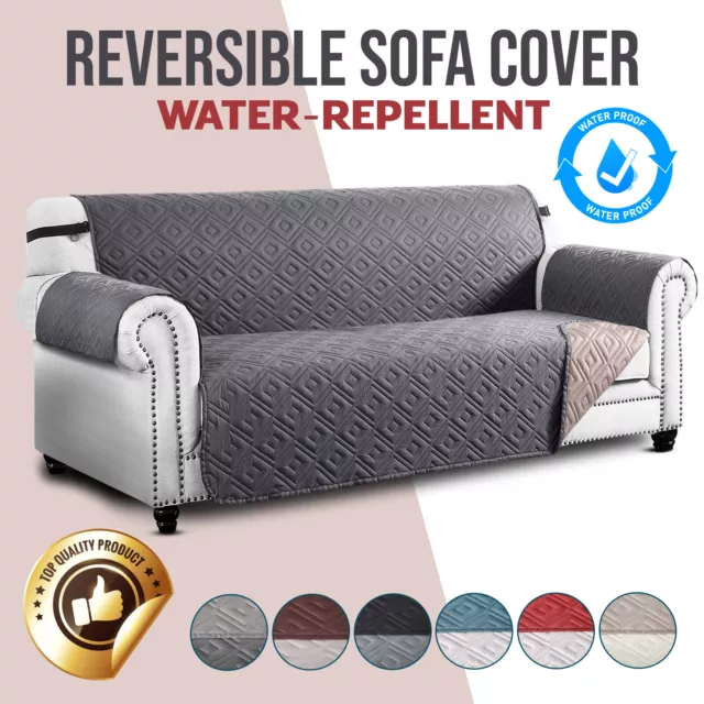 Waterproof Sofa Slip Covers Reversible Quilted Couch Cover Pet Protector Throw