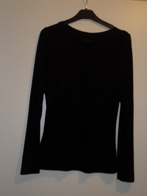 T-shirt Femme Cache Cache Noir étoilé - Manches Longues - Taille L - Occasion En Très Bon état