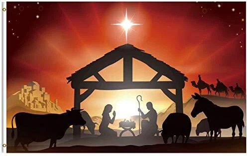 ShineSnow Traditional Winter Christmas Scene Story 3x5 Feet Flag, 3x5 Ft