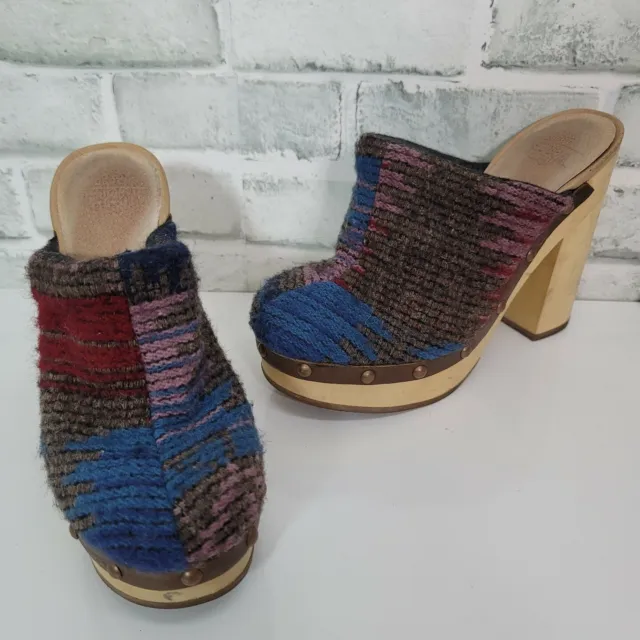 Woolrich Womens 7.5 Journalist Platform Wool Slip On Clog Wooden Heels