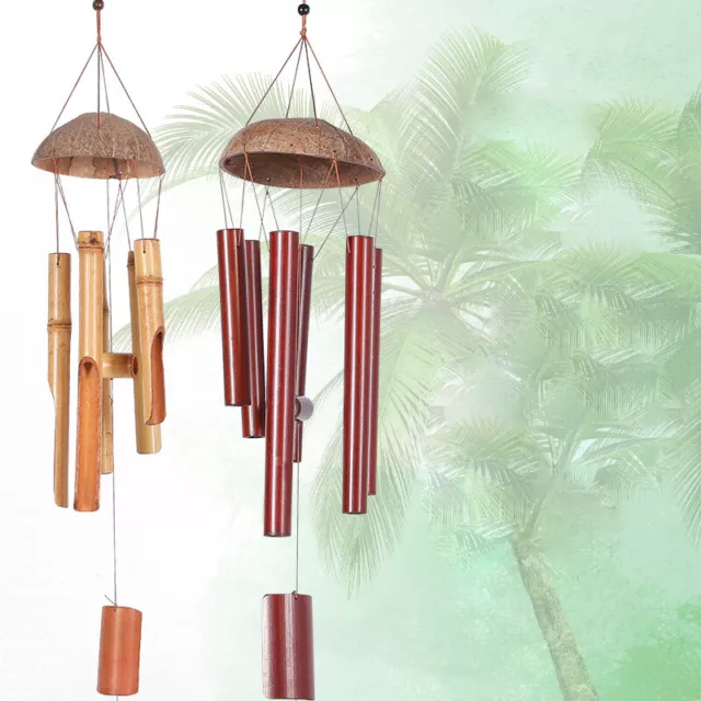 WIND CHIME Bamboo & Coconut XLARGE Windchime CHUNKY Hanging Garden Decoration