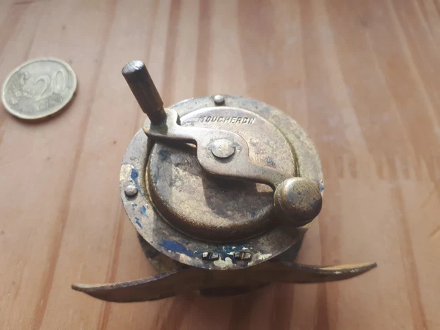 Moulinet De Pêche Ancien En Laiton – Non Marqué – Fin 1800s Début 1900s – Vintage