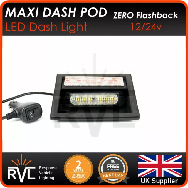 DUAL COLOUR RVL LED Maxi Dash Pod - Flashing Window Light 12/24v Strobe Recovery