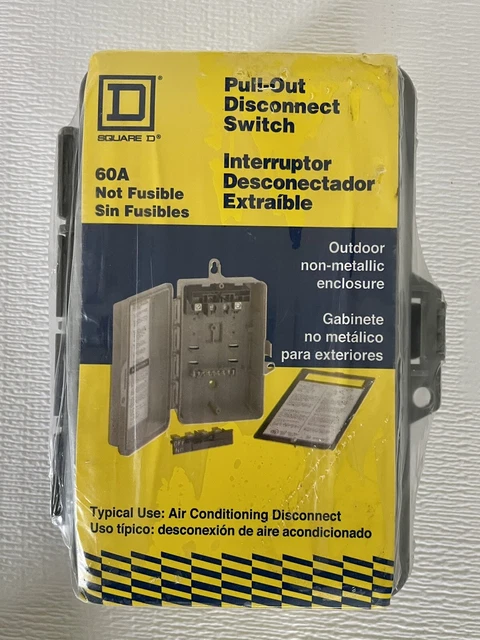 Square D 60A Pull-Out Disconnect Switch Air Conditioner Non Fusible UFP222RNM