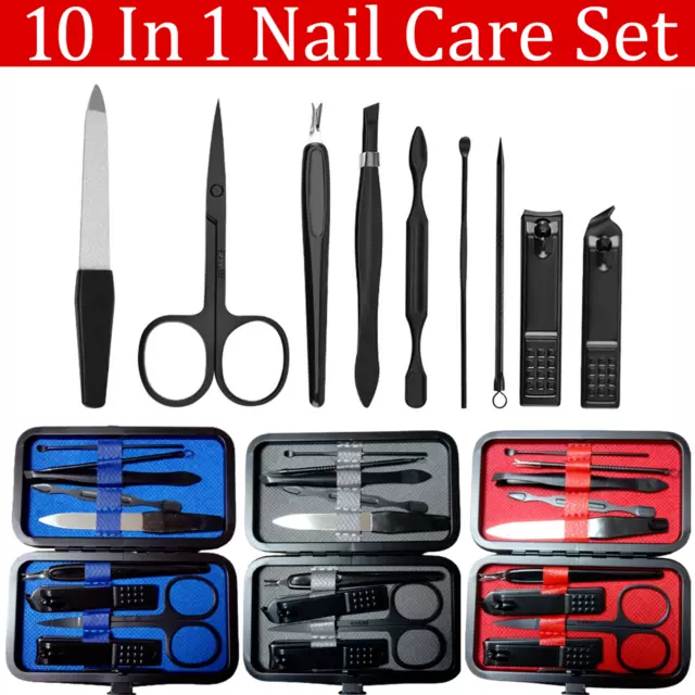 10 Pcs Nail Care Kit Cutter Set Clippers Manicure Pedicure Cuticle Tool Gift Set