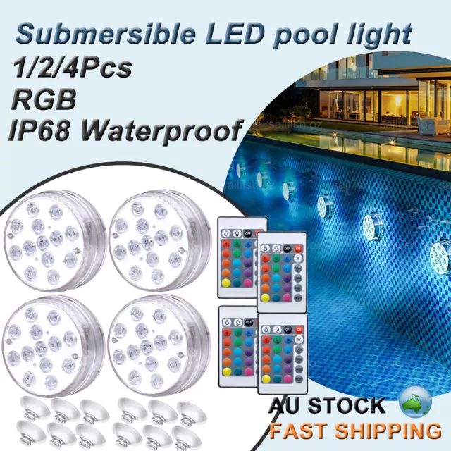 LED RGB Underwater Lights Waterproof Submersible Aquarium Pool Pond Lamp Remote