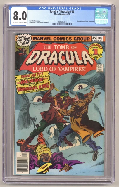 Tomb of Dracula 45 (CGC 8.0) Blade and Hannibal King appearance 1976 Marvel O166