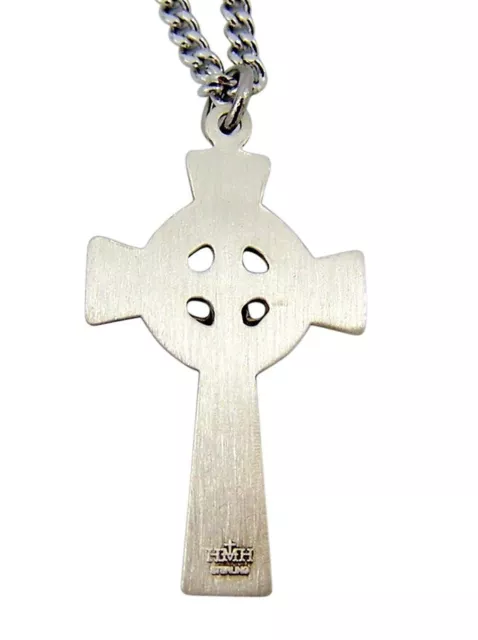 Sterling Silver Irish Catholic Celtic Cross Crucifix Pendant with Gift Box 1" 2