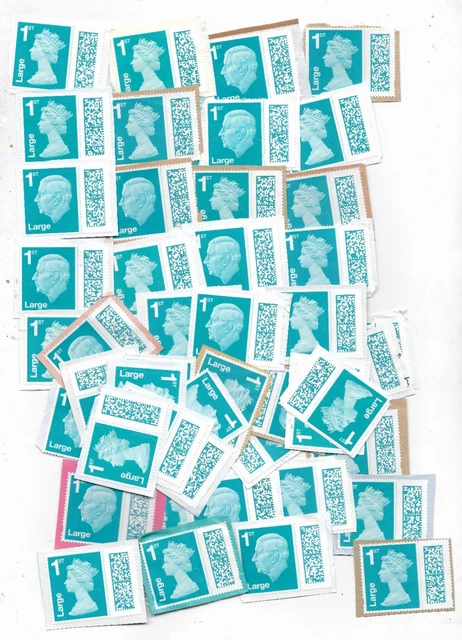 1778] 50 UNFRANKED GB barcoded 1st class LARGE Definitive stamps on ...