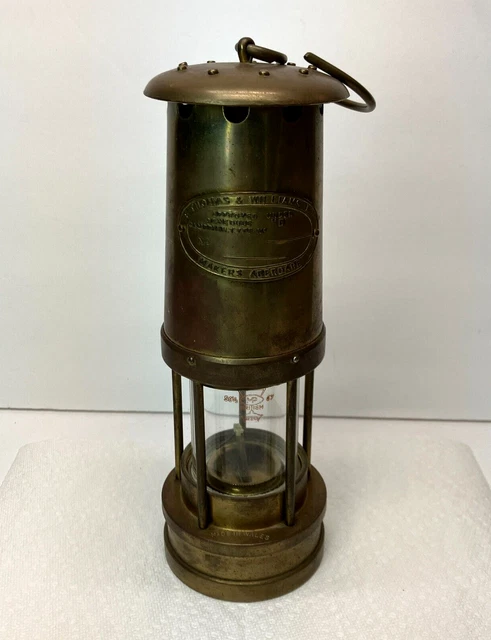 E. Thomas & Williams  Ltd. Makers Aberdare Wales Cambrian Brass Miner’s Lamp