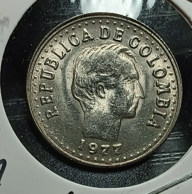 1977 Colombia 20 Centavos Key Date High Grade