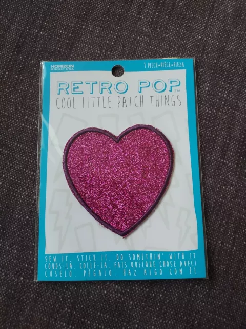 NEW Retro Pop Cool Little Patch glitter HEART Embroidered Sew It Stick It