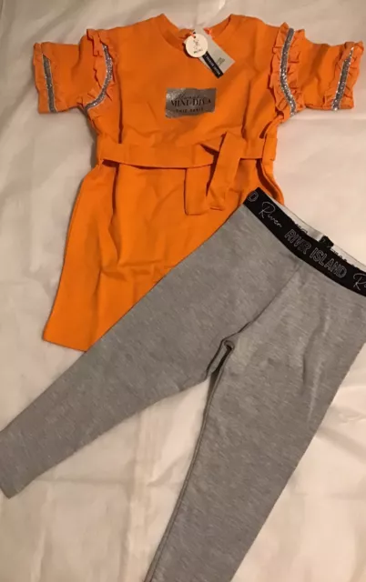 Set abito felpa mini ragazze River Island età 2-3 anni mini diva nuovo con etichette