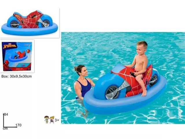 Moto Gonfiabile Cavalcabile Spider-Man Bambini Mare Piscina Estate dfh