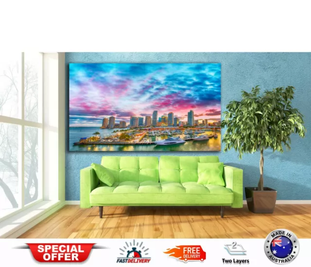 BEAUTIFUL WATERCOLOR  CITY AREA  -Australian made framed Stretched wall Canvas