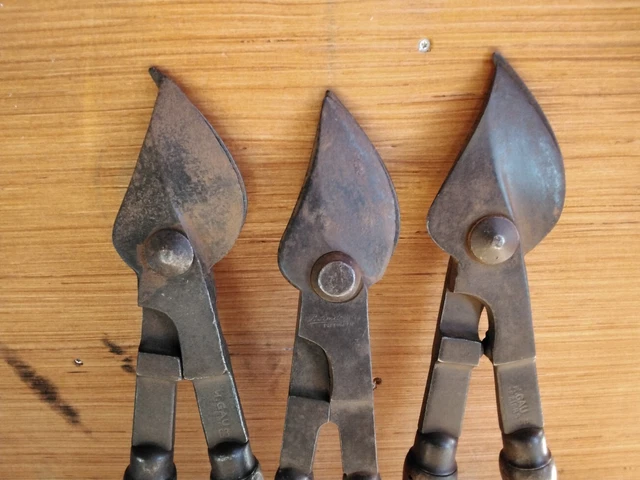 3x seltene alte antike Winzer Astschere Rebenschere Geschmiedet Südfrankreich 2