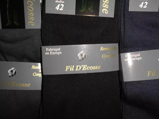 3 a 12 paires chaussette homme Fil d'Ecosse 100% coton noir r email made  Europe