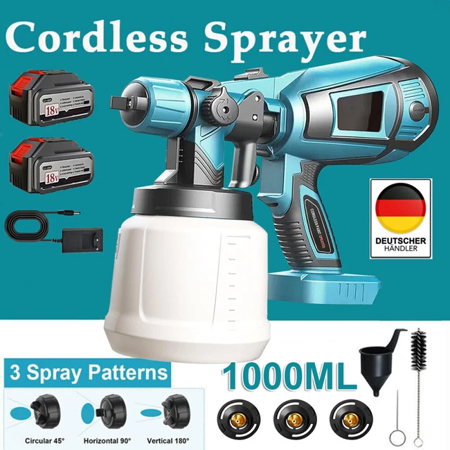 Akku Farbsprühgerät Für Makita 20V - 1000ml Mit 4 Düsen & Fernbedienung