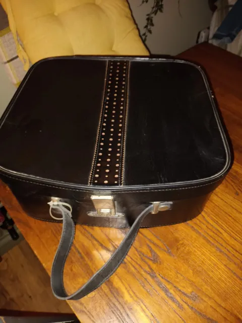 vintage constalation luggage black vanity case with key