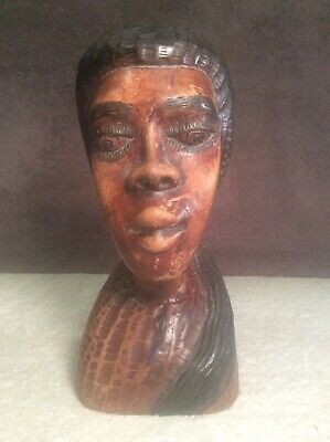 Hand Carved Wood 8” Decorative Head Statue Bust African Tribal Art