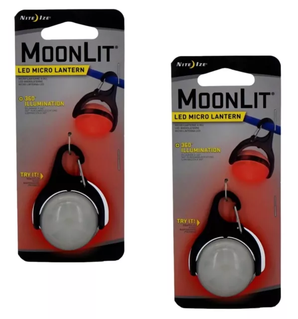 2 Pack Nite Ize MoonLit LED Red Micro Lantern Carabiner Clip Glow Flash Light