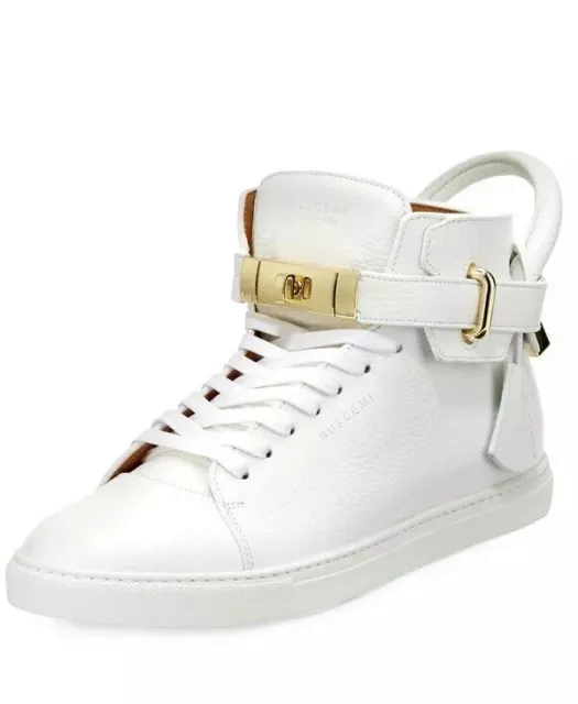 Buscemi 100mm Golden-Padlock Sneakers, White