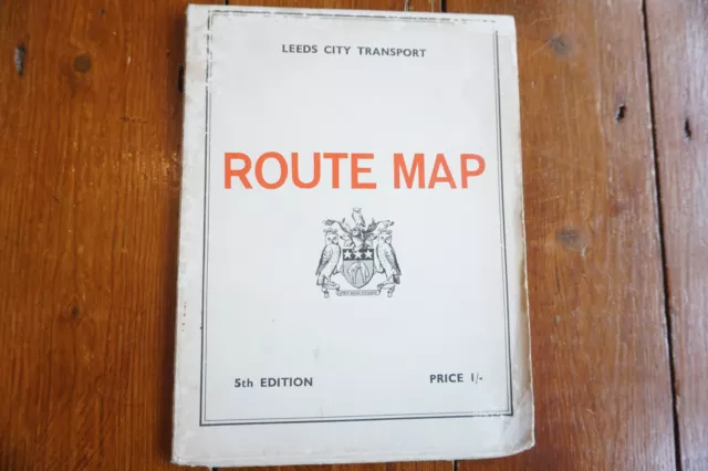 c1950s Leeds City Transport Route Map Tram Bus Coach 5th Edition