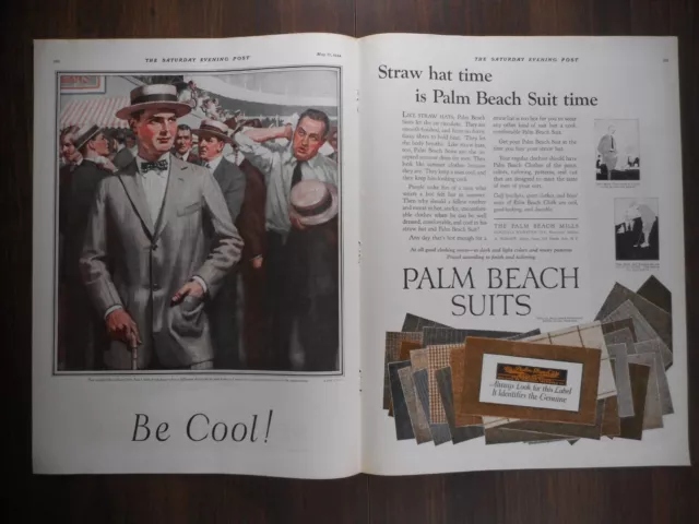 1924 Palm Beach Suits - Original 2 Page PRINT AD - Big 10 1/2" x 14" Each