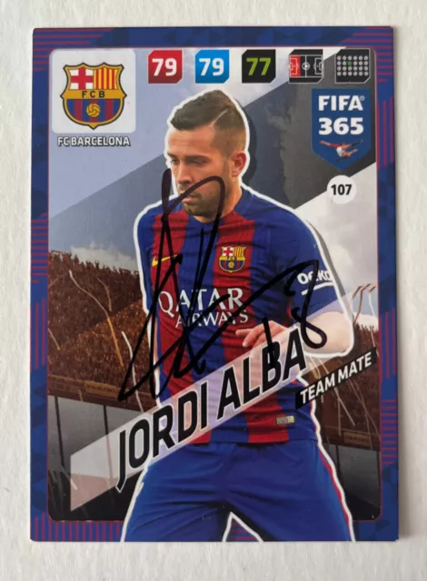 Hand signed football trading card of JORDI ALBA, BARCELONA FC autograph