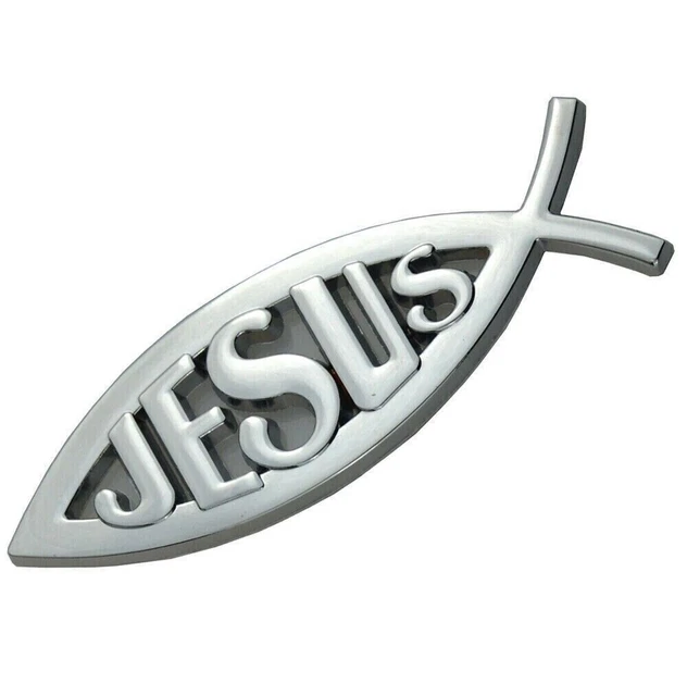 Car Chrome Decal 3D Emblem Sticker Religious God JESUS Christian Fish Symbol