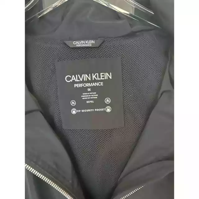 Calvin Klein Performance Water Resistant Hooded Jacket Black Plus Size 1X 2
