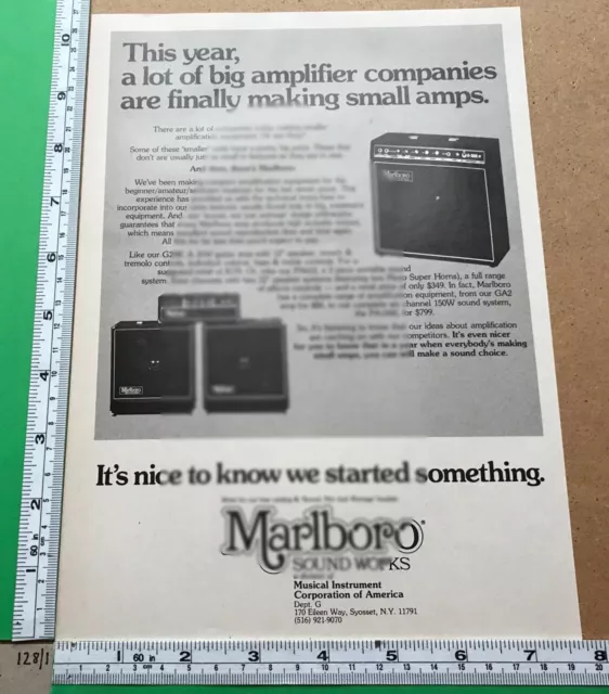 Marlboro Sound Works Syosset Werbung von 1978 Gitarrenverstärker Combo Lautsprecherkabine